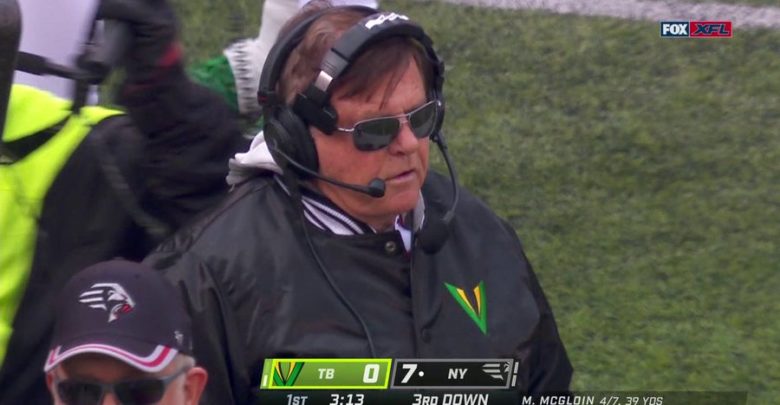 XFL Coach Jerry Glanville Wears 2 Headsets