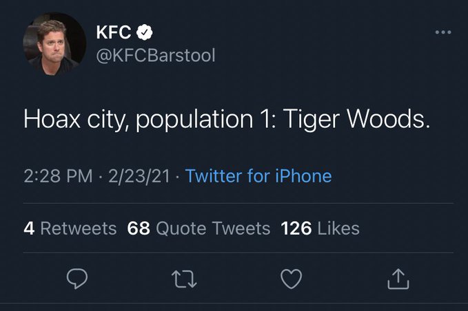 Barstool’s KFC Getting Fired Over Tiger Woods Crash Tweets? 1
