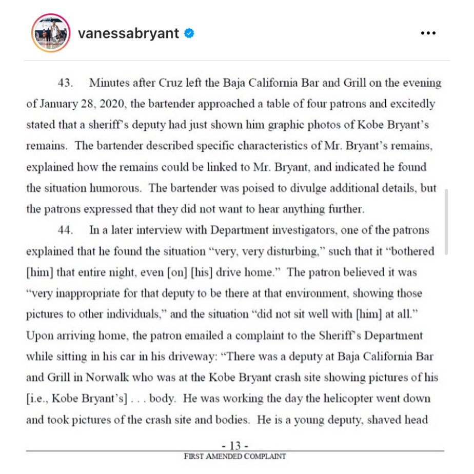Vanessa Bryant Names, Shames Police Over Kobe Crash Photos 2