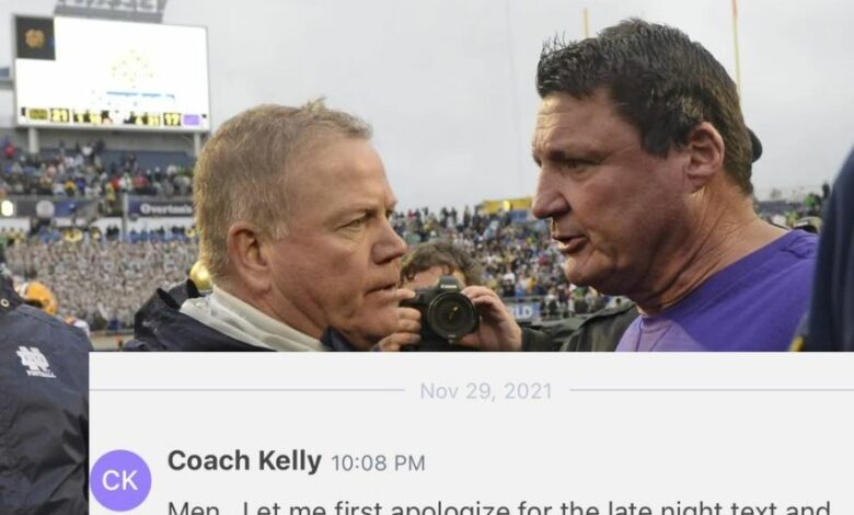 Brian Kelly’s Text Message To Notre Dame Players After Leaving For LSU