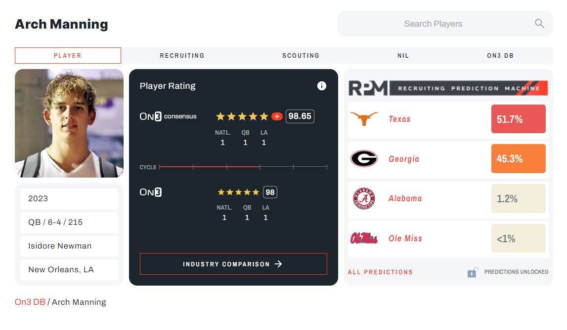 Another SEC Powerhouse Out Of Arch Manning Sweepstakes 1