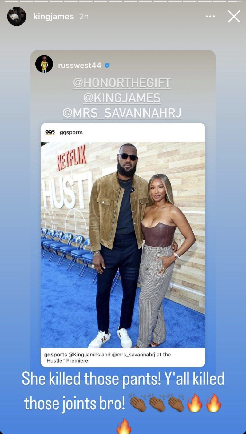 LeBron James Reacts To Russell Westbrook’s Savannah IG Comment 2