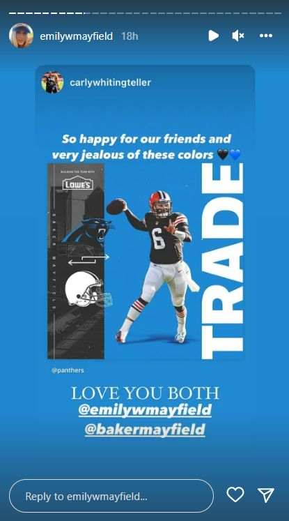 Baker Mayfield's Wife Emily’s Blunt Reaction To Panthers Trade 2