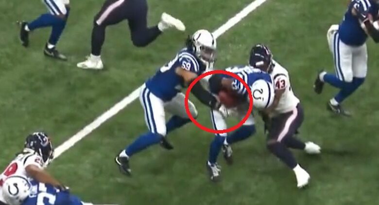 Colts Player Busted Purposely Forcing Teammate To Fumble (Video)
