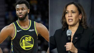 Andrew Wiggins Can’t Stop Checking Out Kamala Harris (Video)
