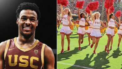 Bronny James Takes Photos With USC Girls At Nevada Game