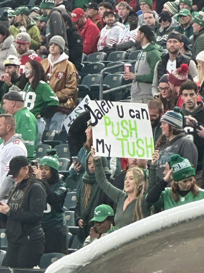 Blonde Eagles Fan’s Sign To Jalen Hurts Causes A Stir (Photo) 1