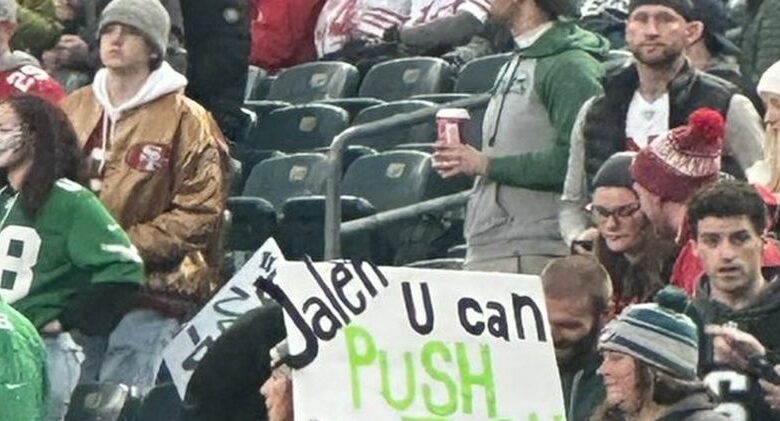 Blonde Eagles Fan’s Sign To Jalen Hurts Causes A Stir (Photo)