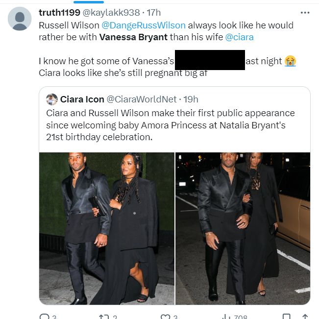 Russell Wilson Called Out Over Ciara, Vanessa Bryant Photos 1