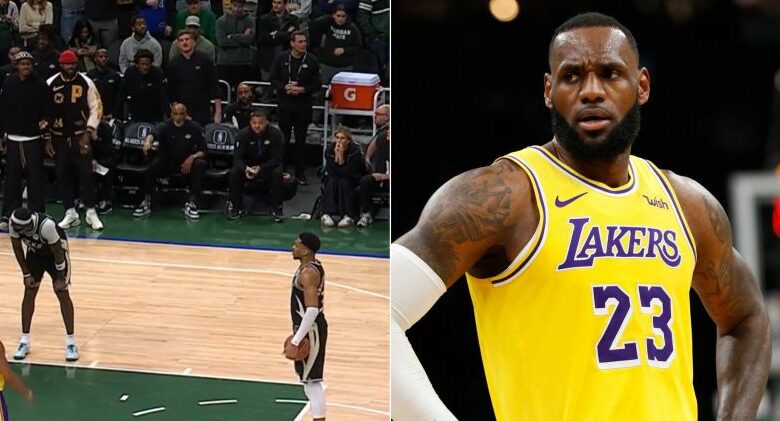LeBron James Openly Mocks Giannis Antetokounmpo On Lakers Bench