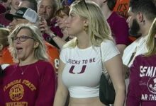Florida State Fan Takes Shirt Off During Game