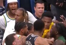 Another Angle Of Giannis Antetokounmpo, John Haliburton Fight