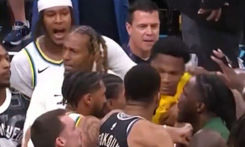 Another Angle Of Giannis Antetokounmpo, John Haliburton Fight