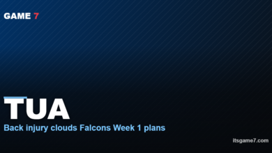 TUA Back injury clouds Falcons Week 1 plans