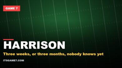 Game 7 graphic on Anton Harrison's knee surgery and the Jaguars offensive line