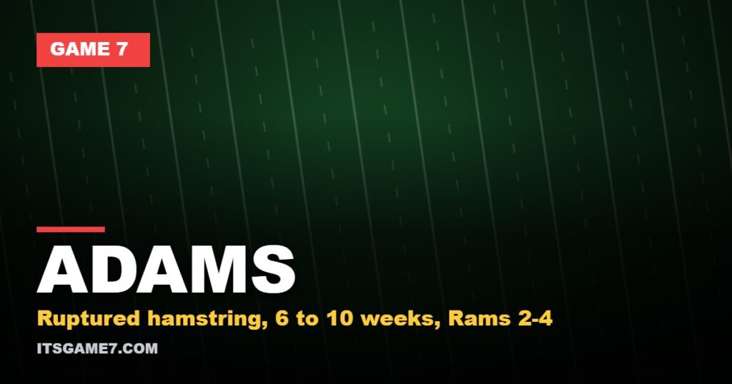ADAMS: Ruptured hamstring, 6 to 10 weeks, Rams 2-4 (Game 7)