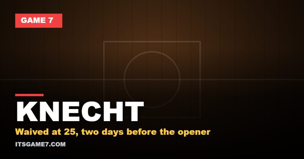 KNECHT: Waived at 25, two days before the opener (Game 7)