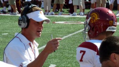 Lane Kiffin on the sideline during his time as head coach at USC