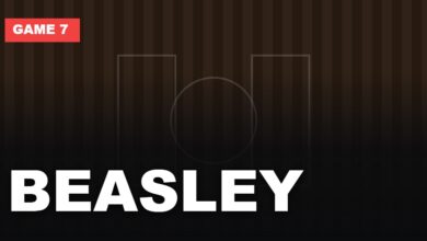 Game 7 graphic with the headline BEASLEY over a basketball court illustration