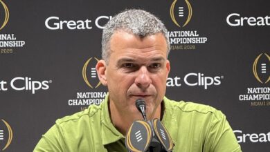 Miami Hurricanes head coach Mario Cristobal at a press conference