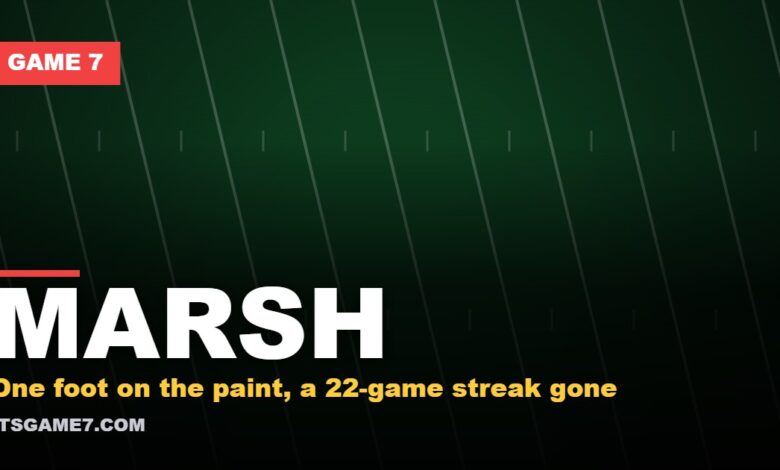 MARSH: One foot on the paint, a 22-game streak gone