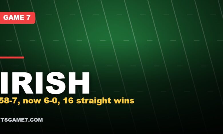 IRISH: 58-7, now 6-0, 16 straight wins