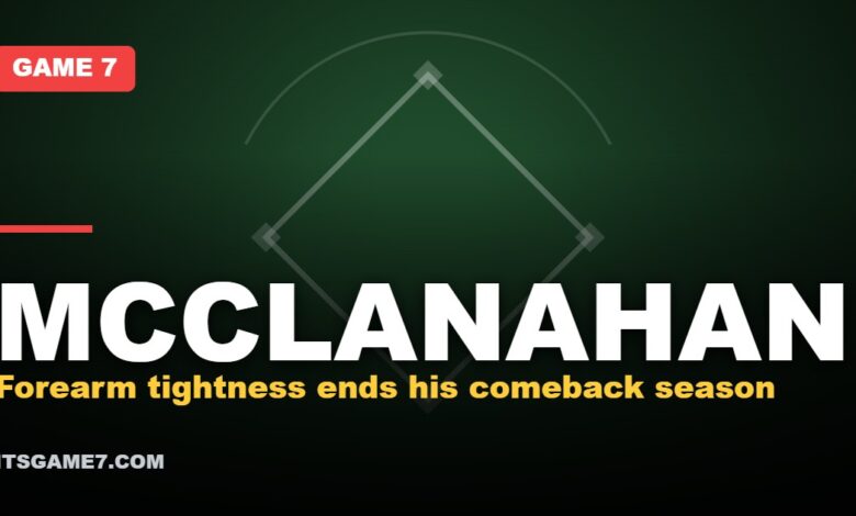 MCCLANAHAN: Forearm tightness ends his comeback season