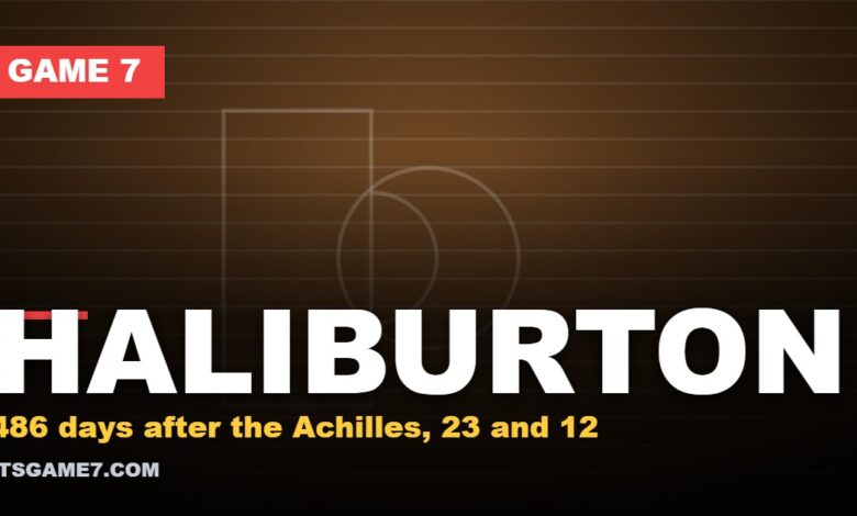 Haliburton graphic: 486 days after the Achilles, 23 and 12